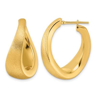 Belk & Co 14K Yellow Gold Polished and Satin Twisted U-Shape Hoop Earrings