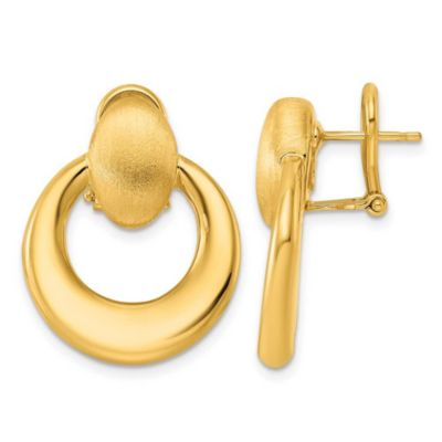 Belk & Co 14K Yellow Gold Polished and Satin Tapered Circle Omega Back Earrings