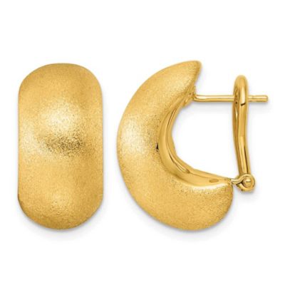 Belk & Co 14K Yellow Gold Polished and Satin 10.5mm C-Hoop Omega Back Earrings