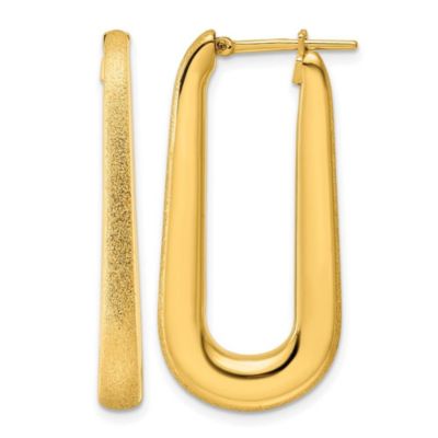 Belk & Co 14K Yellow Gold Polished and Satin Tapered Oval Hoop Earrings