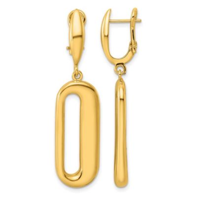 Belk & Co 14K Yellow Gold Polished Asymmetrical Oval Dangle Omega Back Earrings