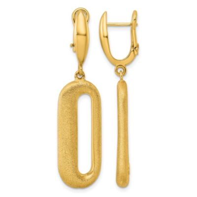 Belk & Co 14K Yellow Gold Polished and Satin Asymmetrical Oval Dangle Omega Back Earrings