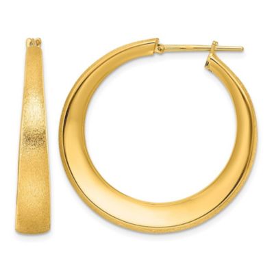 Belk & Co 14K Yellow Gold Satin and Polished Graduated Endless Hoop Earrings