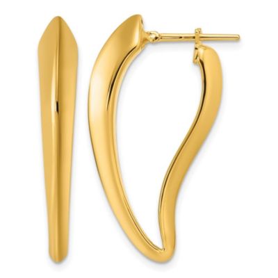 Belk & Co 14K Yellow Gold Polished Tapered Knife Edge Hoop Earrings