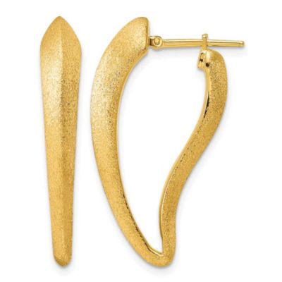 Belk & Co 14K Yellow Gold Polished and Satin Tapered Knife Edge Hoop Earrings