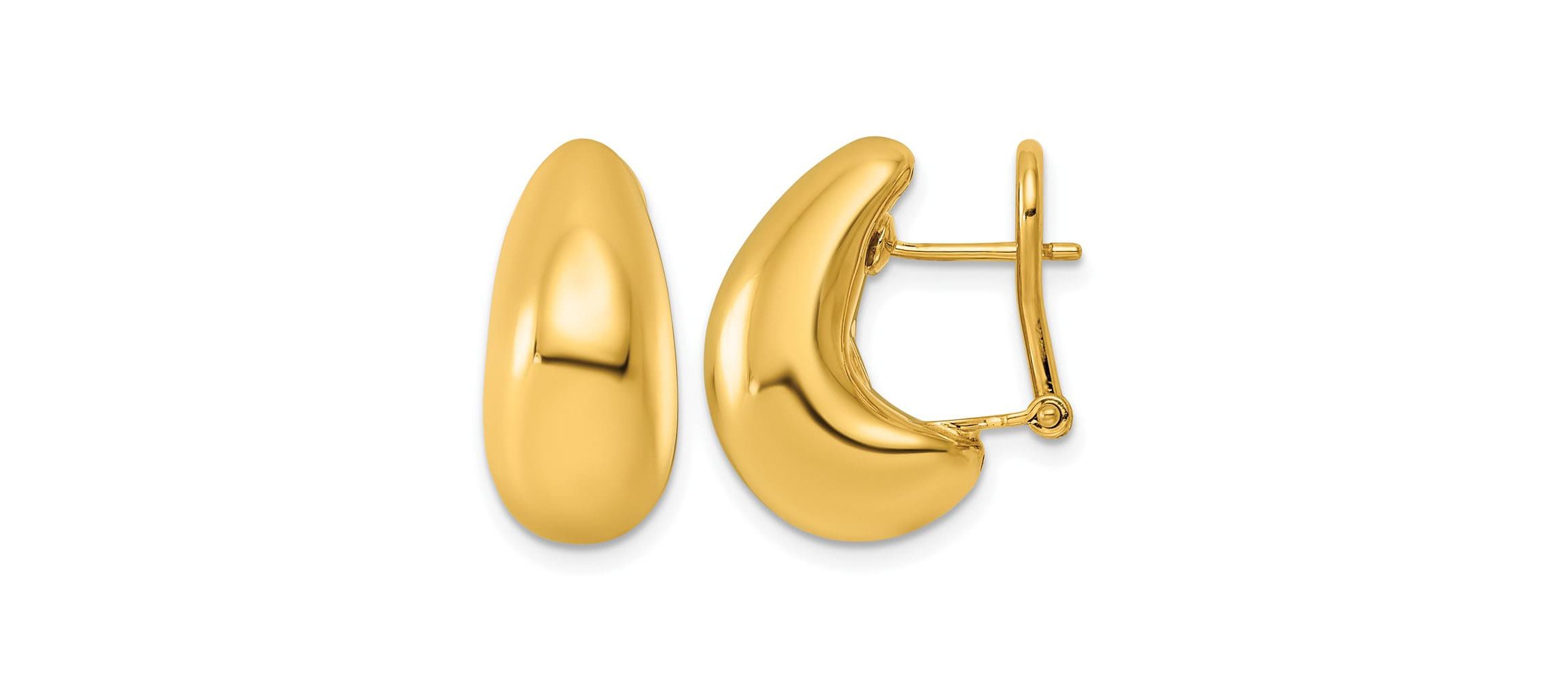 14K Yellow Gold Polished Tapered Teardrop Omega Back Earrings