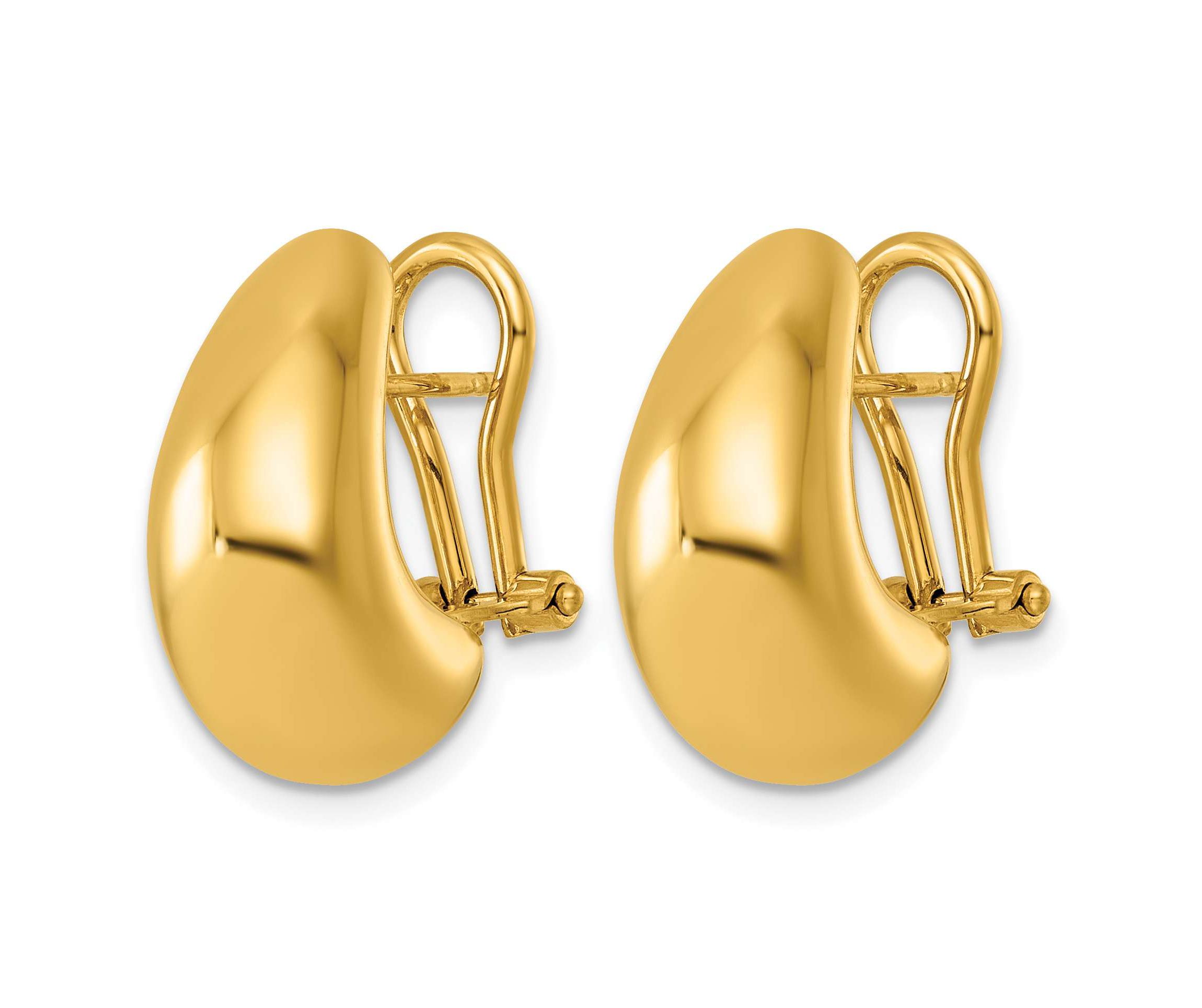 14K Yellow Gold Polished Tapered Teardrop Omega Back Earrings