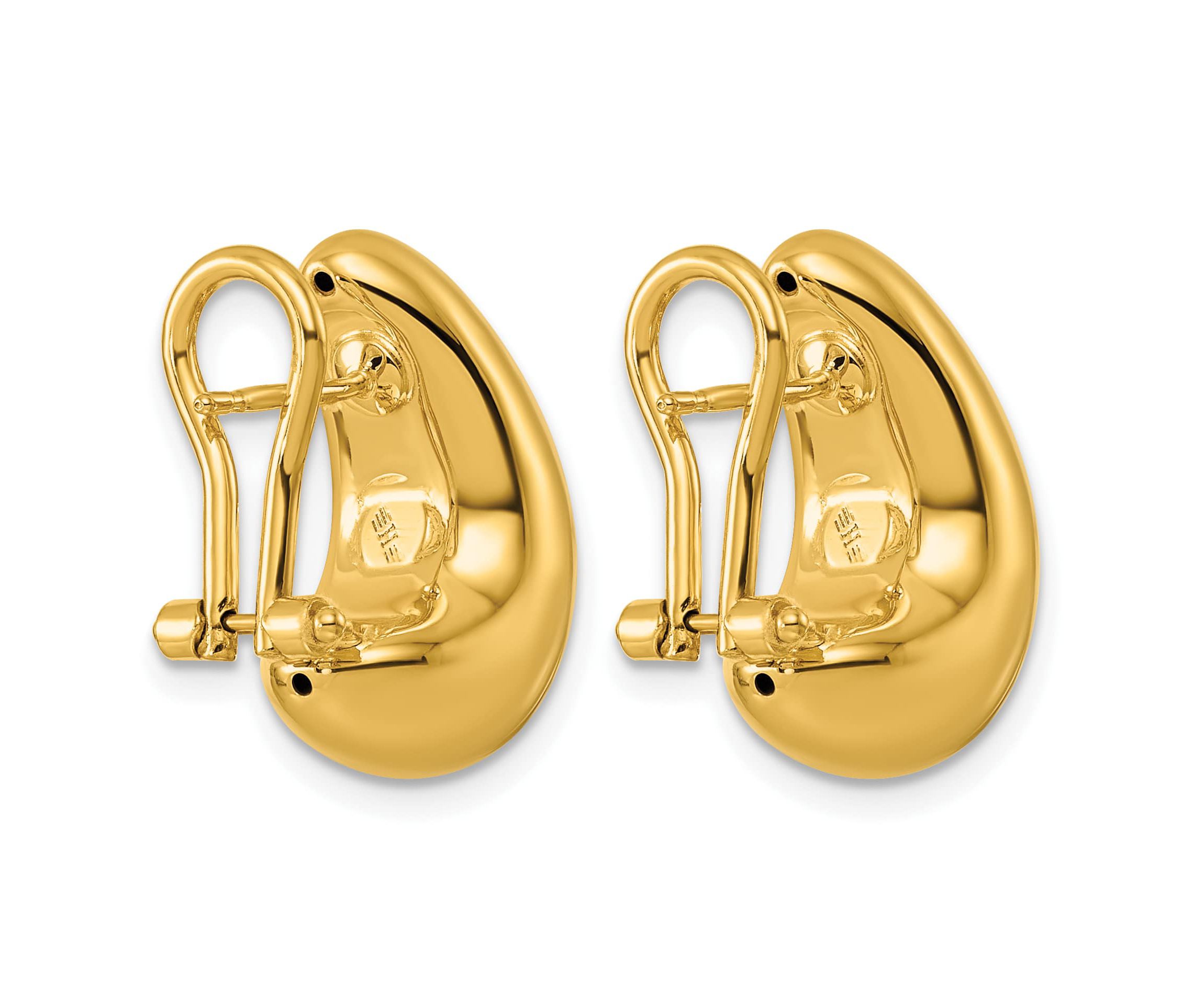 14K Yellow Gold Polished Tapered Teardrop Omega Back Earrings