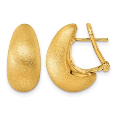 Belk & Co 14K Yellow Gold Polished and Satin Tapered Teardrop Omega Back Earrings