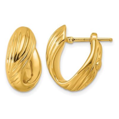 Belk & Co 14K Yellow Gold Polished Layered Twisted C-Hoop Earrings