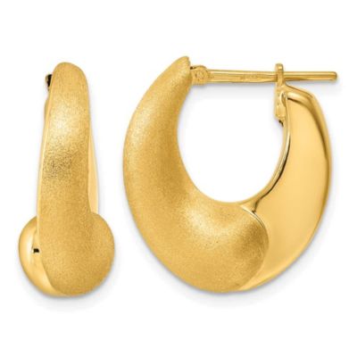 Belk & Co 14K Yellow Gold Polished and Satin Tapered Teardrop Hoop Earrings