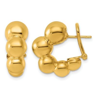 Belk & Co 14K Yellow Gold Polished Graduated Bead Round Omega Back Hoop Earrings