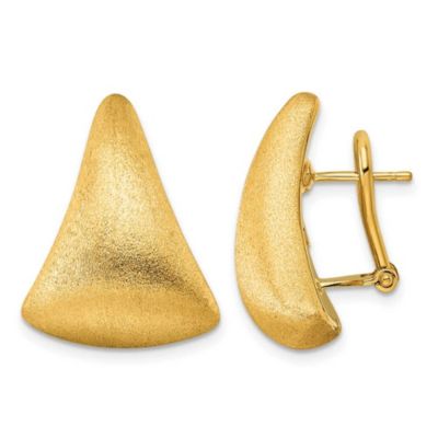 Belk & Co 14K Yellow Gold Satin Puffed Triangle Omega Back Earrings