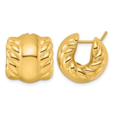 Belk & Co 14K Yellow Gold Polished and Twisted 17mm Huggie Hoop Earrings