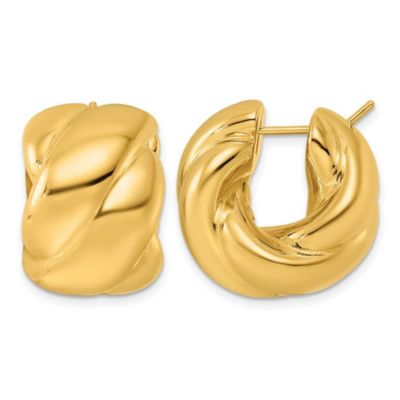 Belk & Co 14K Yellow Gold Polished Braided 16mm Huggie Hoop Earrings