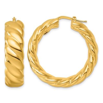 Belk & Co 14K Yellow Gold Polished Twisted 10mm Hoop Earrings