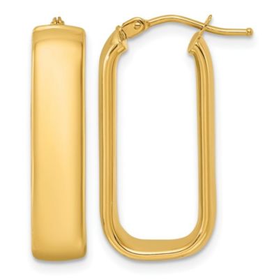 Belk & Co 14K Yellow Gold Polished 6mm Elongated Oval Hoop Earrings