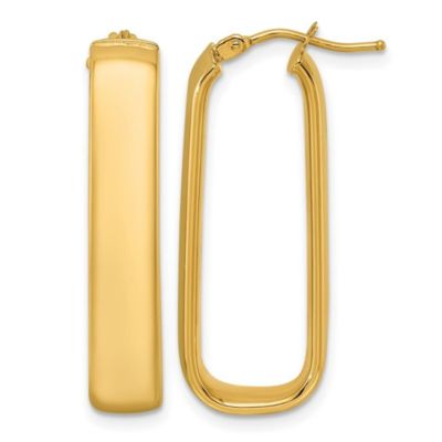 Belk & Co 14K Yellow Gold Polished 6mm Elongated Oval Hoop Earrings