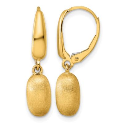 Belk & Co 14K Yellow Gold Polished and Brushed Puffed Oval Drop Leverback Earrings