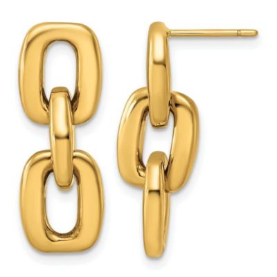 Belk & Co 14K Yellow Gold Polished Square Link Chain Post Earrings