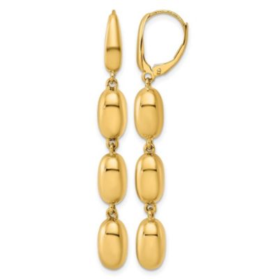 Belk & Co 14K Yellow Gold Polished Triple Oval Leverback Dangle Earrings