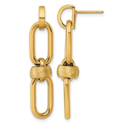 Belk & Co 14K Yellow Gold Polished and Brushed Open Link Dangle Post Earrings