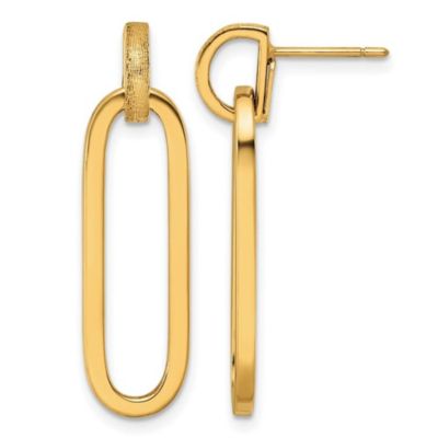 Belk & Co 14K Yellow Gold Polished and Brushed Paperclip Link Post Earrings