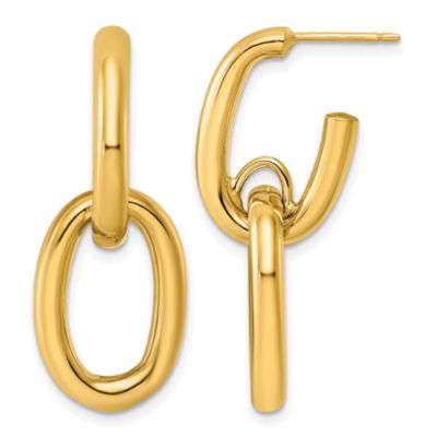 Belk & Co 14K Yellow Gold Polished Stacked J Hoop Dangle Post Earrings