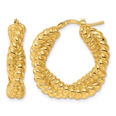 Belk & Co 14K Yellow Gold Polished Grooved and Twisted Hoop Earrings