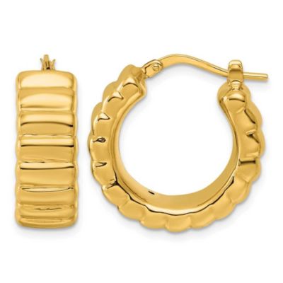 Belk & Co 14K Yellow Gold Polished Grooved 8.3mm Hoop Earrings