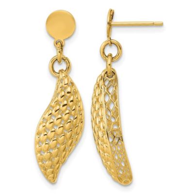 Belk & Co 14K Yellow Gold Polished Popcorn Wave Post Earrings