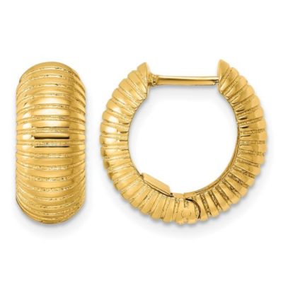 Belk & Co 14K Yellow Gold Polished and Textured 6.7mm Hinged Hoop Earrings