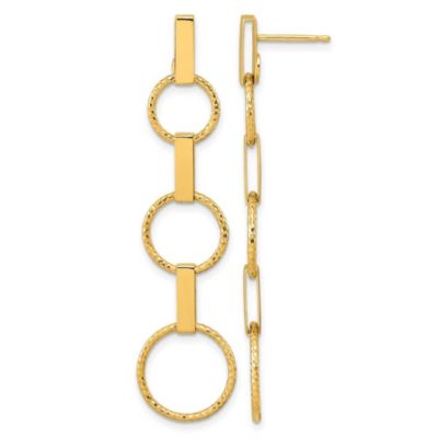 Belk & Co 14K Yellow Gold Polished and Diamond-cut Graduated Circle Dangle Post Earrings