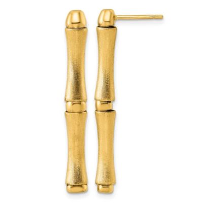 Belk & Co 14K Yellow Gold Polished and Brushed Bamboo Earrings