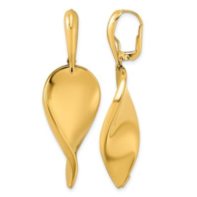 Belk & Co 14K Yellow Gold Twisted Teardrop Leverback Dangle Earrings