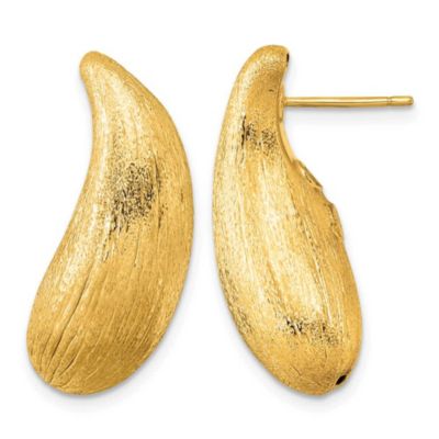 Belk & Co 14K Yellow Gold Polished and Brushed Teardrop Post Earrings