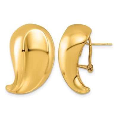 Belk & Co 14K Yellow Gold Grooved Teardrop Omega Back Earrings