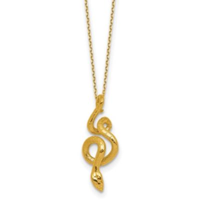 Belk & Co 14K Yellow Gold Polished Textured Winding Snake 16-inch with 2-inch Ext. Necklace