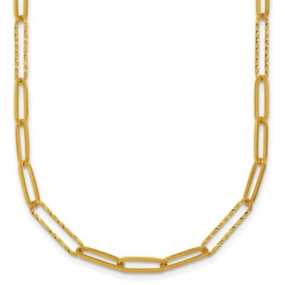 Belk & Co 14K Yellow Gold Polished Diamond Cut Link 16-inch with 2-inch Ext. Necklace, 16 in