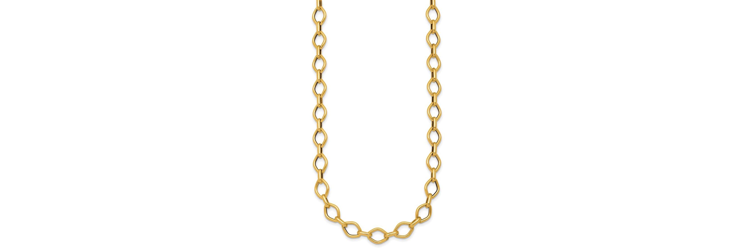 14K Yellow Gold Polished Geometric Link 18-inch Necklace