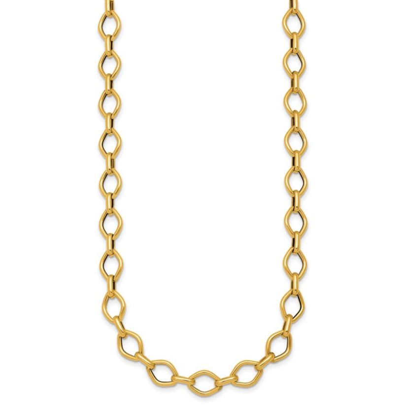 14K Yellow Gold Polished Geometric Link 18-inch Necklace