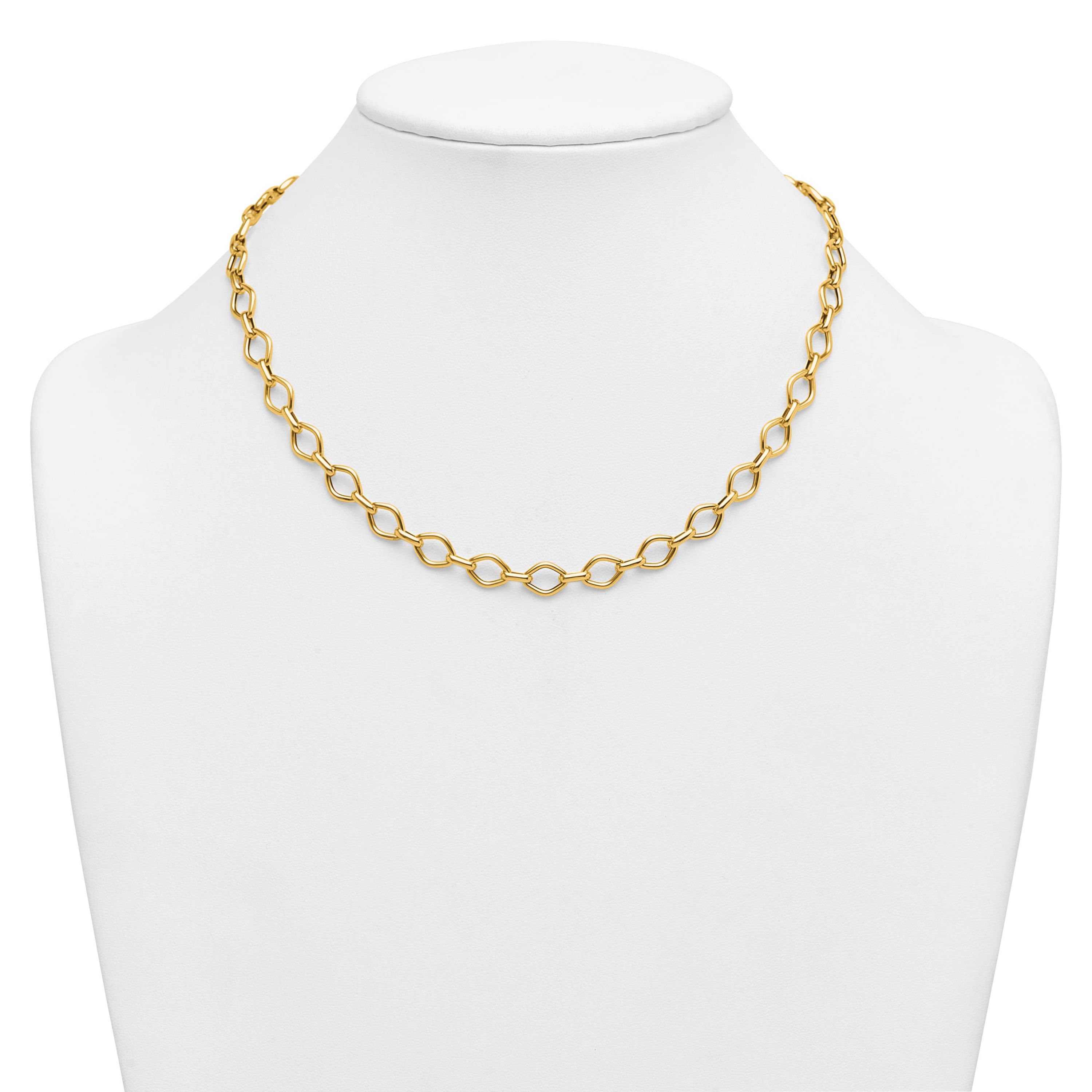14K Yellow Gold Polished Geometric Link 18-inch Necklace