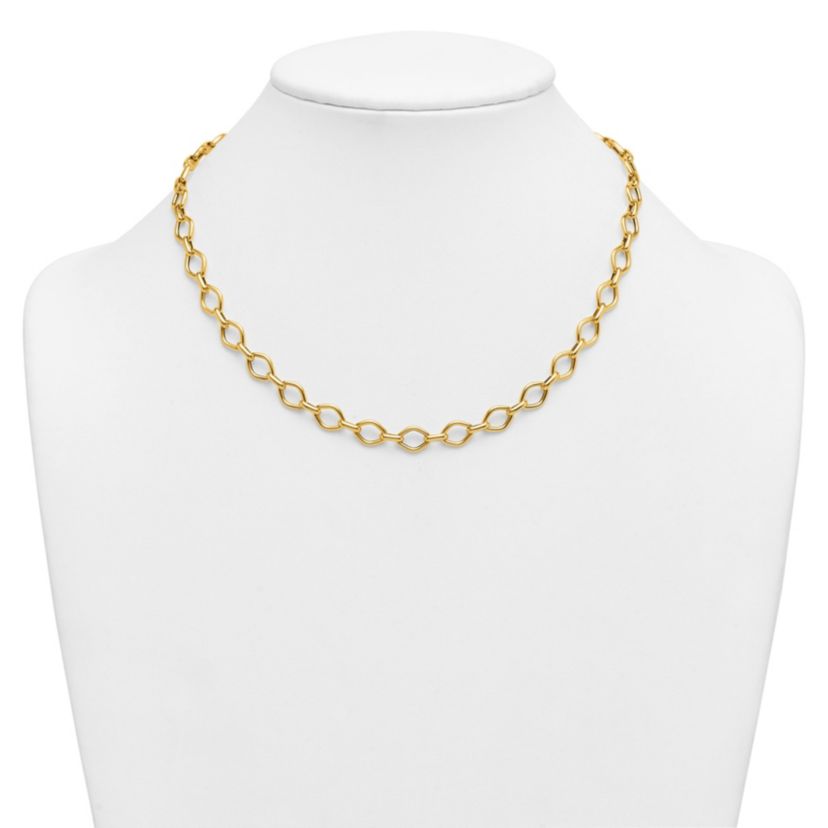 14K Yellow Gold Polished Geometric Link 18-inch Necklace