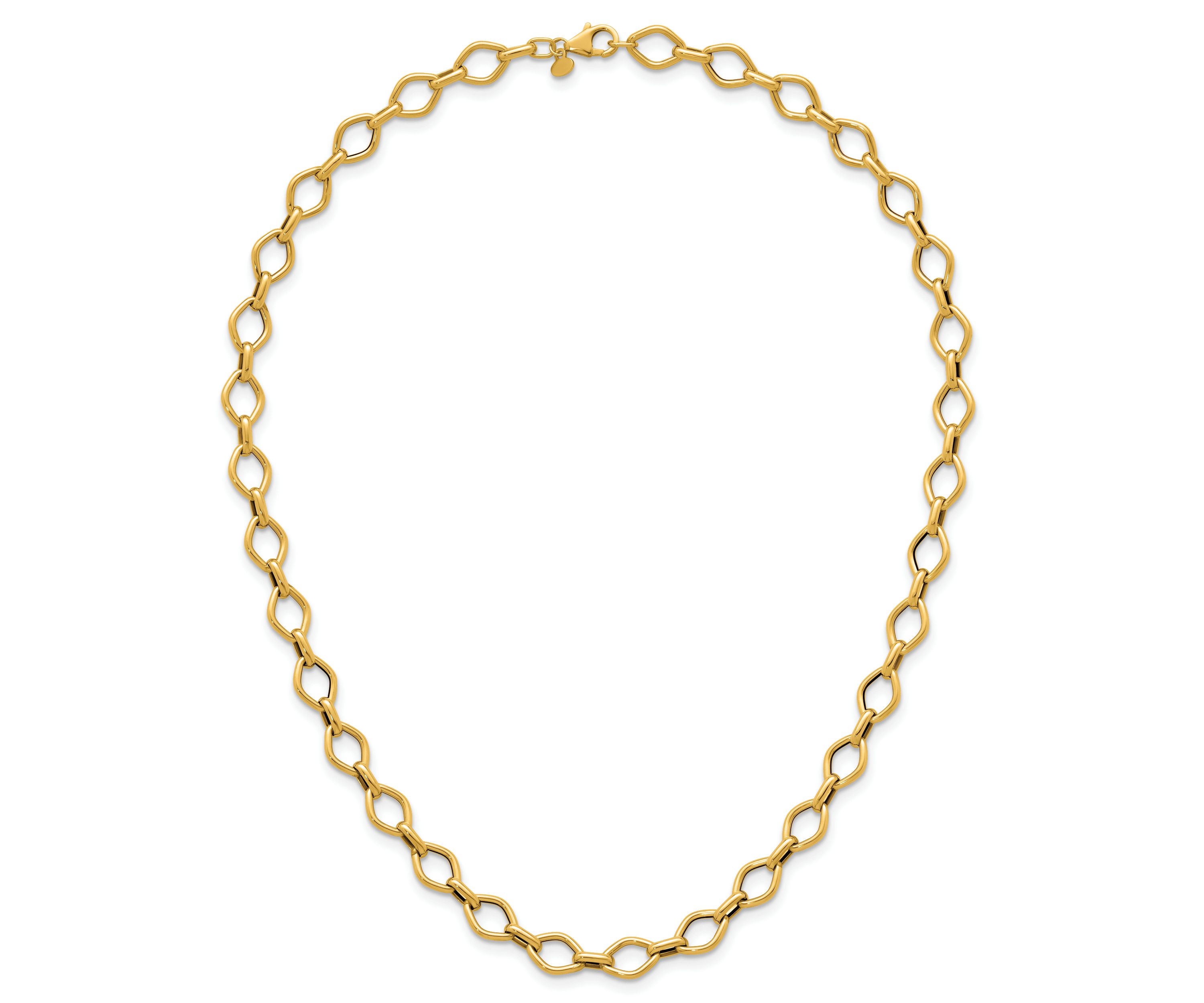 14K Yellow Gold Polished Geometric Link 18-inch Necklace