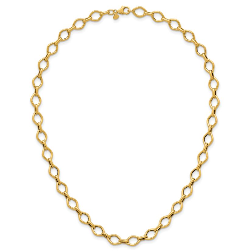 14K Yellow Gold Polished Geometric Link 18-inch Necklace