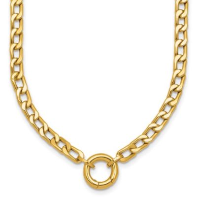 Belk & Co 14K Yellow Gold Polished Push Clasp Pendant Flat Curb Link 18-inch Necklace