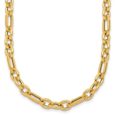 Belk & Co 14K Yellow Gold Polished Geometric Mixed Link 18-inch with 0.75-inch Ext. Necklace