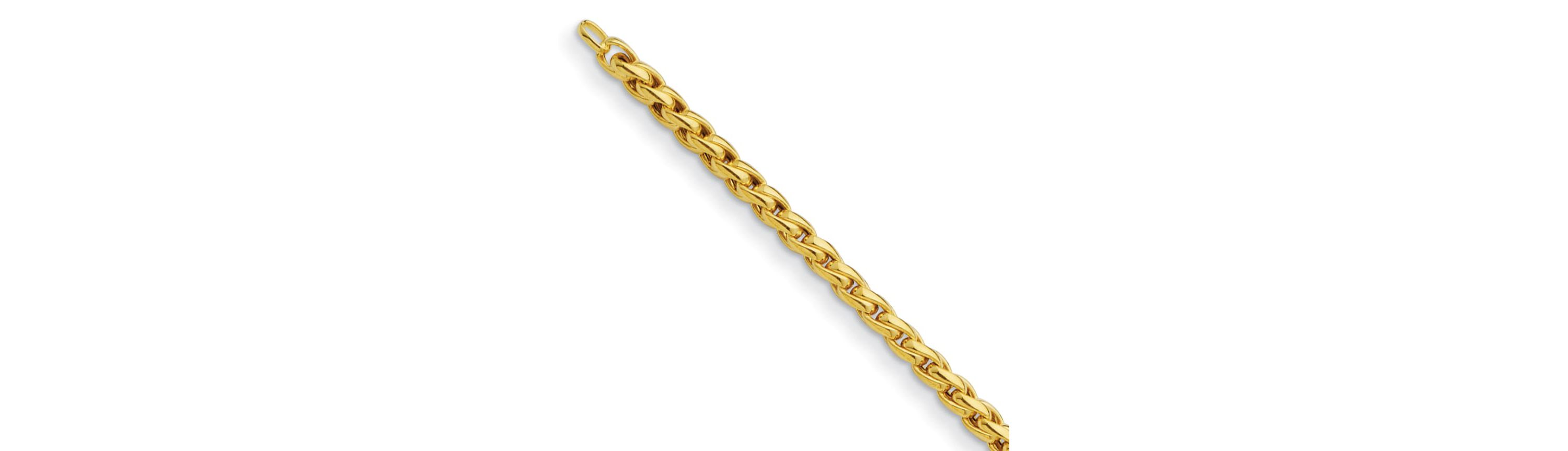 14K Yellow Gold 5mm Square Wheat 7.5 Inch Bracelet