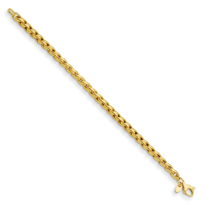 14K Yellow Gold 5mm Square Wheat 7.5 Inch Bracelet