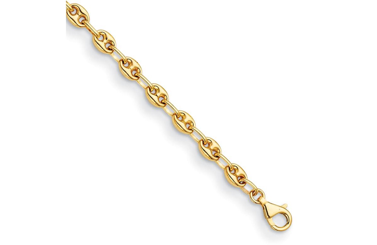 14K Yellow Gold 5mm Anchor Link 7.5 Inch Bracelet